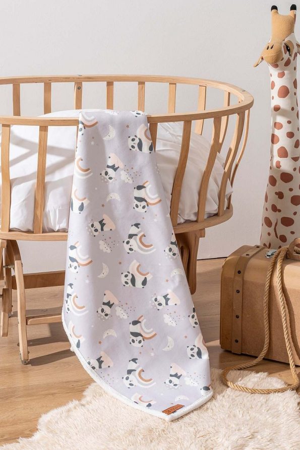 Rivaİstanbul Fluffy Baby Blanket 70x100 Cm Panda Print