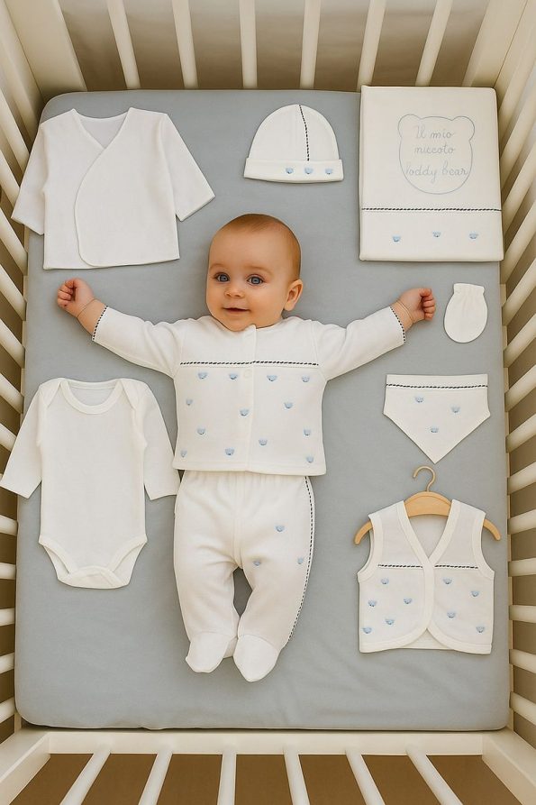 Cherub Baby Teddy Bear 100% Cotton Newborn Baby Boy 10-Piece Hospital Layette Set