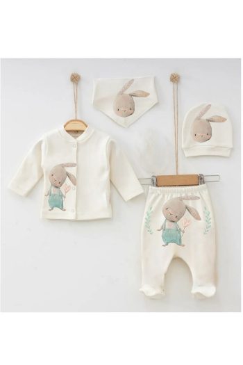 Baby Set Hospital Departure 100% Cotton Rabbit White