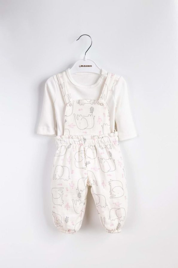 MiniCorn Elephant Print Baby Overall for Boys and Girls