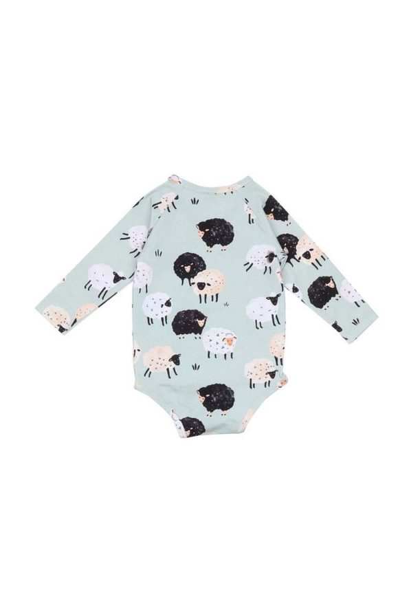 Walkiddy Sheep Pattern Organic Wrap Baby Bodysuit