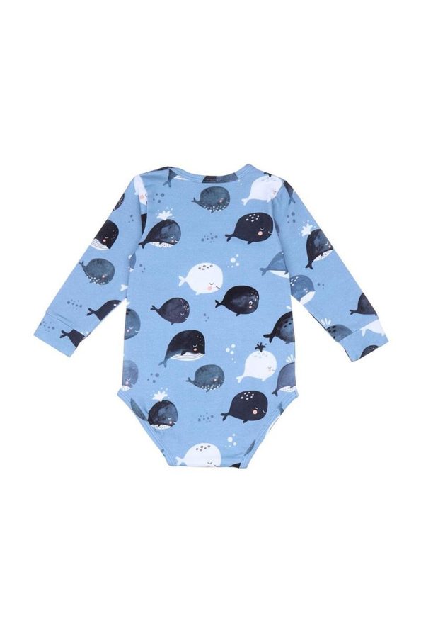 Walkiddy Whale Print Organic Baby Bodysuit