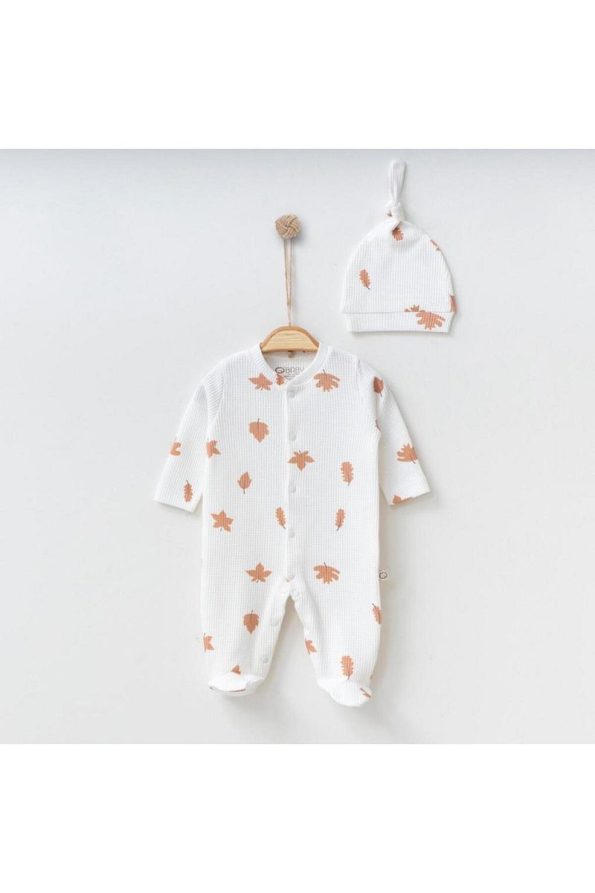 Little Baby Organic Leaf Print Footed Baby Romper