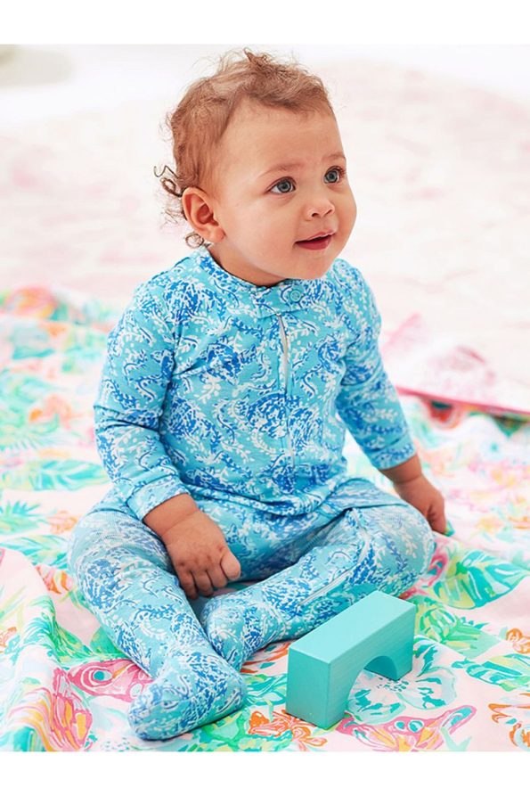 Lilly Pulitzer Turtley Organic Cotton Footed Zippered Baby Romper