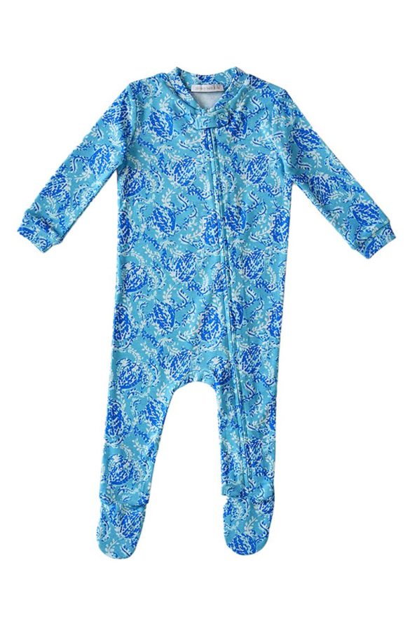 Lilly Pulitzer Turtley Organic Cotton Footed Zippered Baby Romper