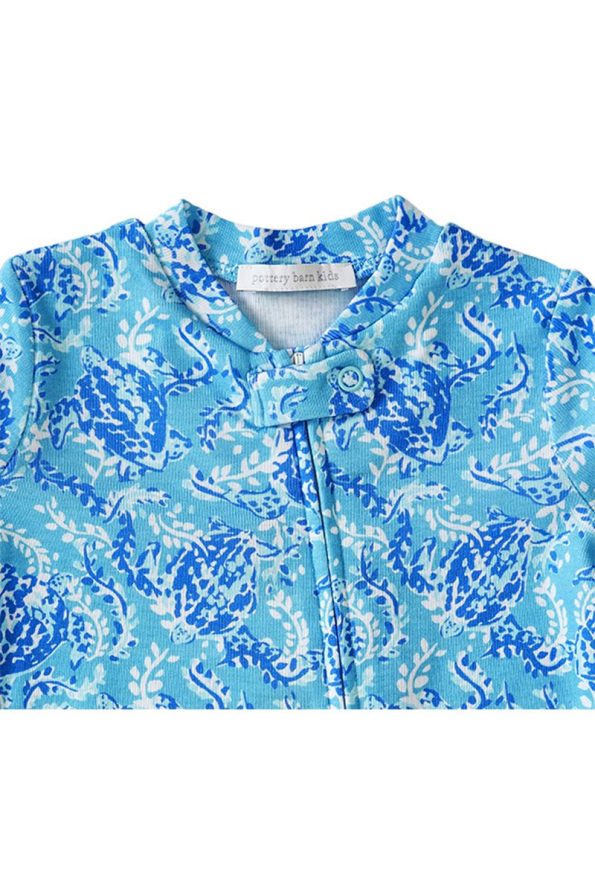 Lilly Pulitzer Turtley Organic Cotton Footed Zippered Baby Romper