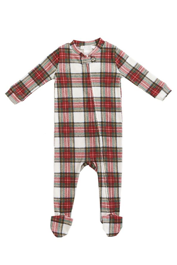 Red Checkered Zip-Up Organic Cotton Baby Romper
