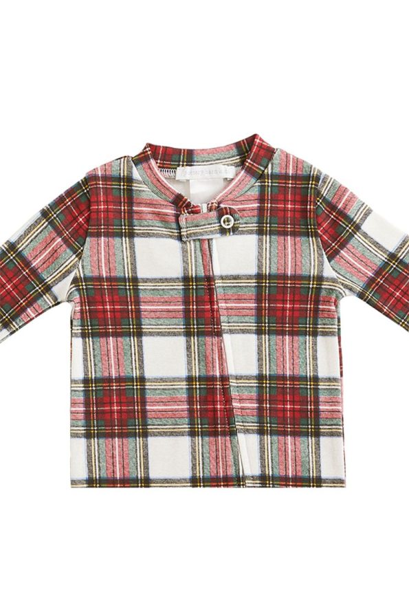 Red Checkered Zip-Up Organic Cotton Baby Romper