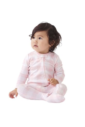 Pink Checkered Zip-Up Baby Romper