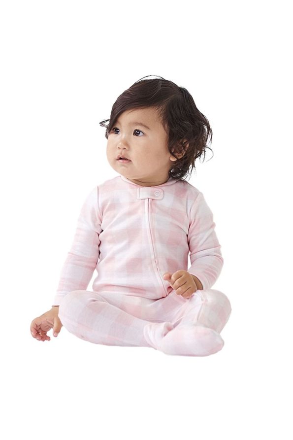 Pink Checkered Zip-Up Baby Romper