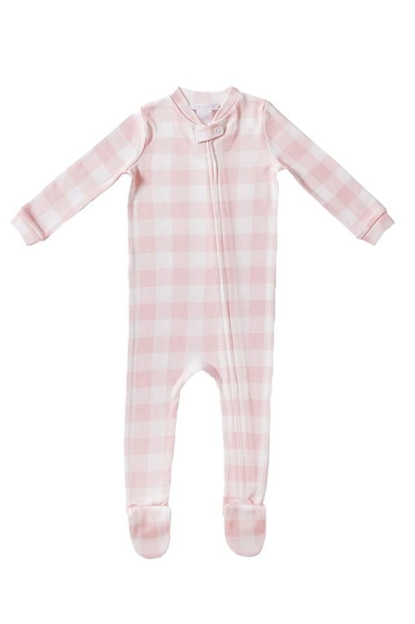 Pink Checkered Zip-Up Baby Romper