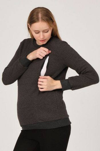 BUSA Thermal Nursing Sweatshirt for Maternity in Anthracite