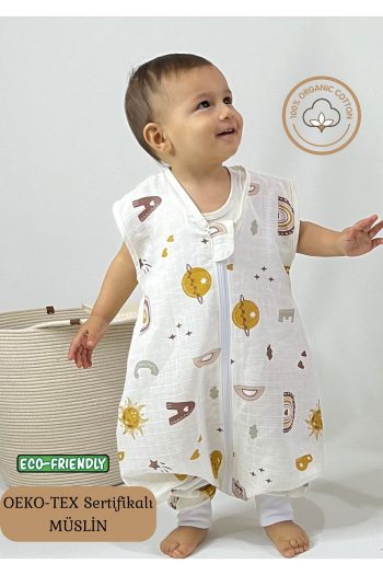 Las Vivas Kids Summer Muslin Sleeping Bag 0.5 Tog Rainbow Design