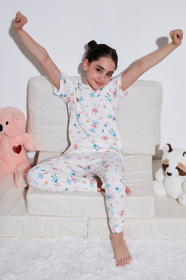 Lela 100% Cotton Short Sleeve Pajama Set for Girls
