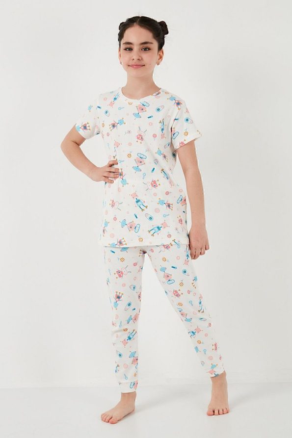 Lela 100% Cotton Short Sleeve Pajama Set for Girls