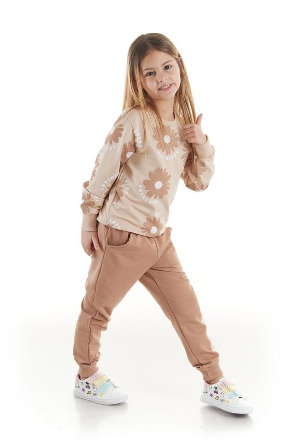 AHENGİM Girls' Floral Print Trendy Tracksuit Set