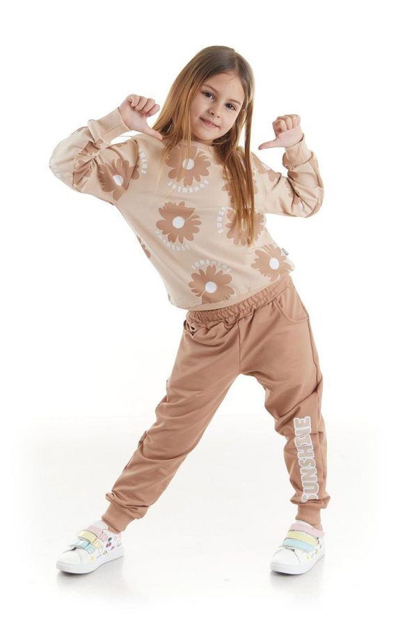AHENGİM Girls' Floral Print Trendy Tracksuit Set