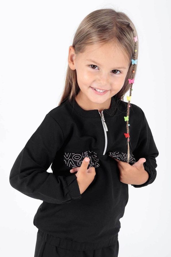 AHENGİM Kids Girls Printed Pocket Trend Tracksuit
