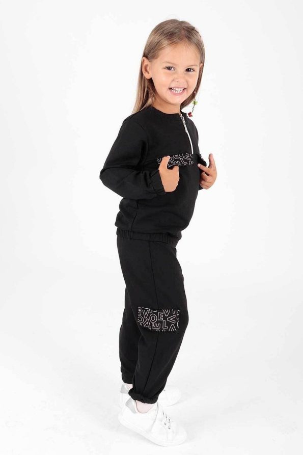 AHENGİM Kids Girls Printed Pocket Trend Tracksuit