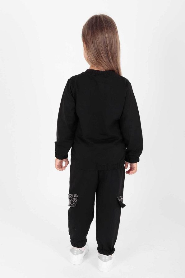 AHENGİM Kids Girls Printed Pocket Trend Tracksuit