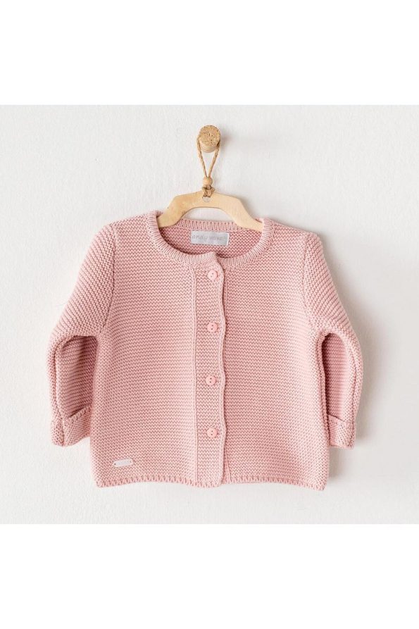 Andy Wawa Girls' Baby Cardigan Knitwear Basic Pink