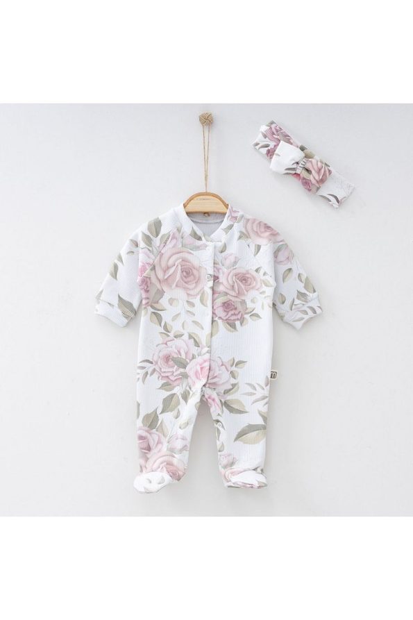 Minimus Newborn Baby Girl Romper Set with Floral Tank Top and Headband