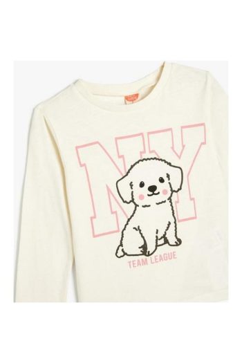 Cotton Long Sleeve Dog Print T-Shirt