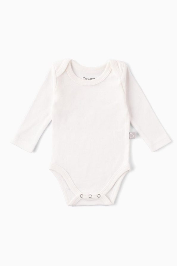 Boumini Long Sleeve Cotton Baby Bodysuit White