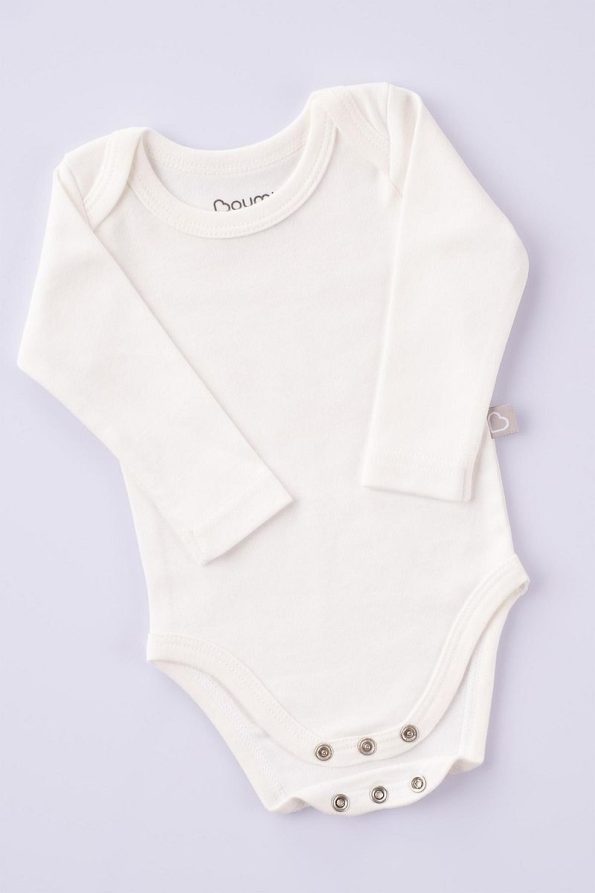 Boumini Long Sleeve Cotton Baby Bodysuit White