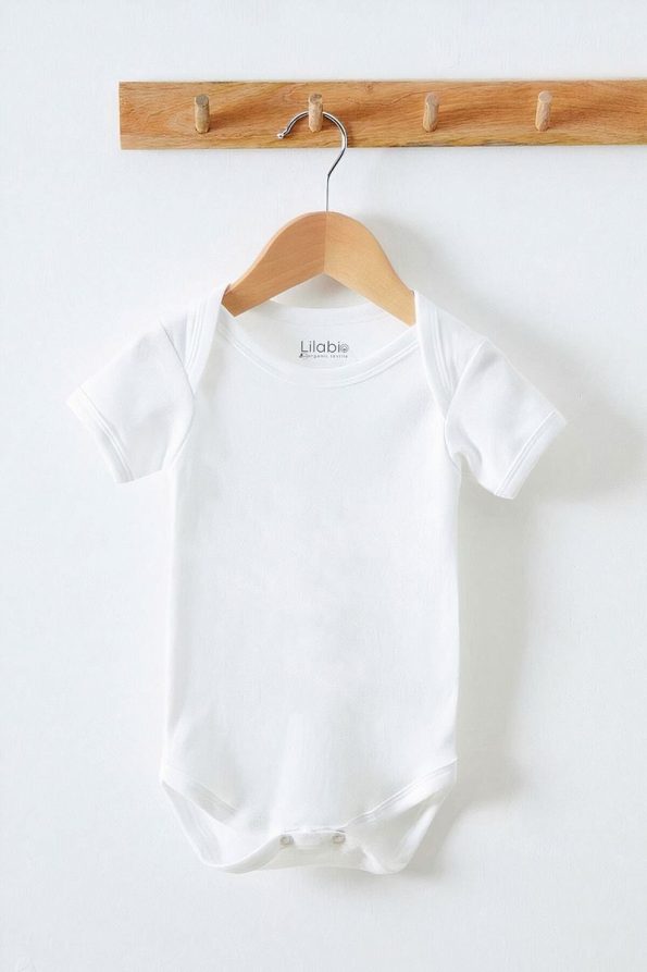 Lilabio 100% Organic Cotton 5-Pack White Short Sleeve Baby Bodysuits
