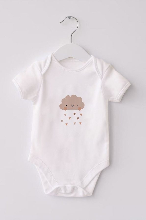 Lilabio 100% Organic Cotton 3-Pack Printed Short Sleeve Baby Bodysuit Love