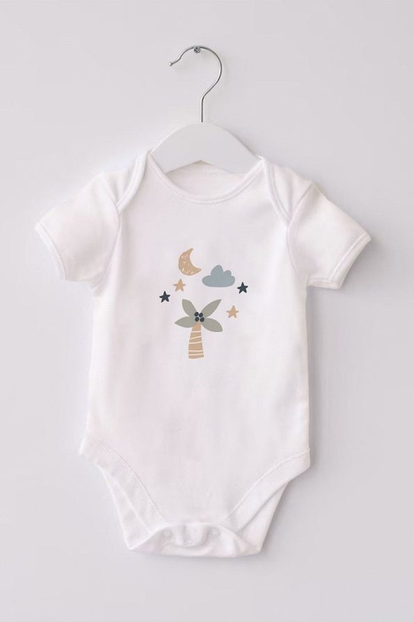Lilabio 100% Organic Cotton 3-Pack Short Sleeve Baby Bodysuits - Elephant