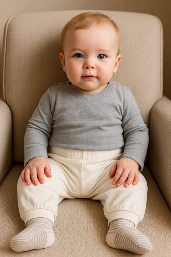 Kindo Baby Baby Footed Pants with Built-in Socks, 100% Cotton
