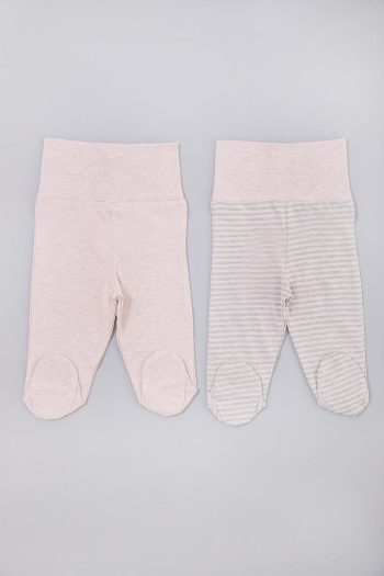 Organicera Organic Newborn Footed Pants, 2-Piece Set, Rose Melange