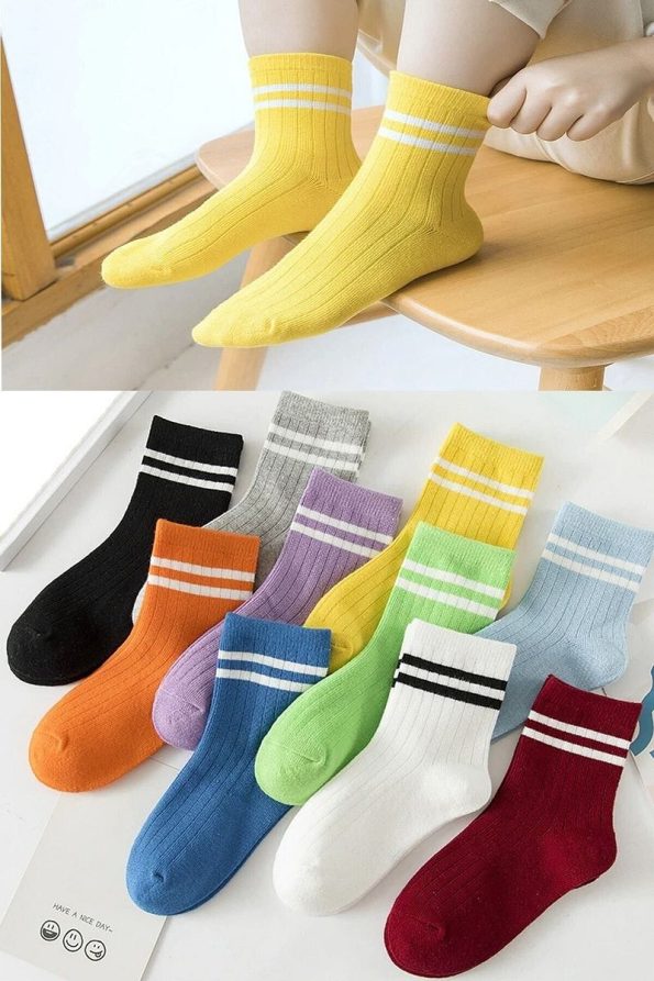 10 Pairs of Children's Colorful Sock Socks with Circle Pattern