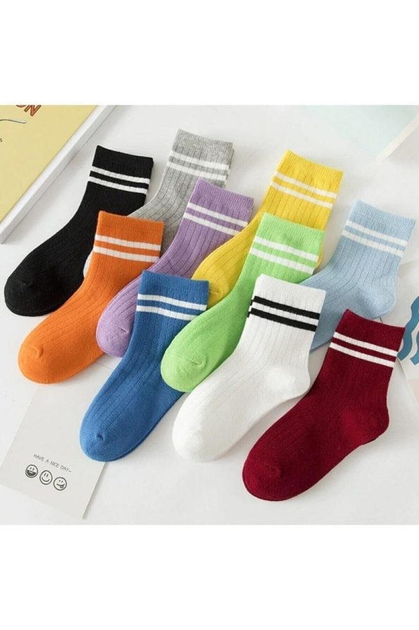 10 Pairs of Children's Colorful Sock Socks with Circle Pattern