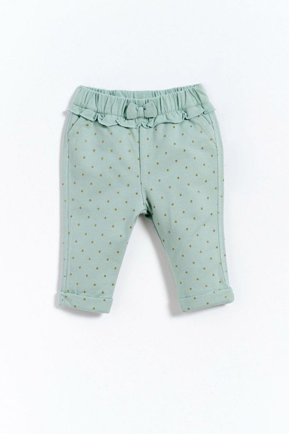 Kyron 100% Cotton Mint Green Polka Dot Bow Detail Baby Girl Pants
