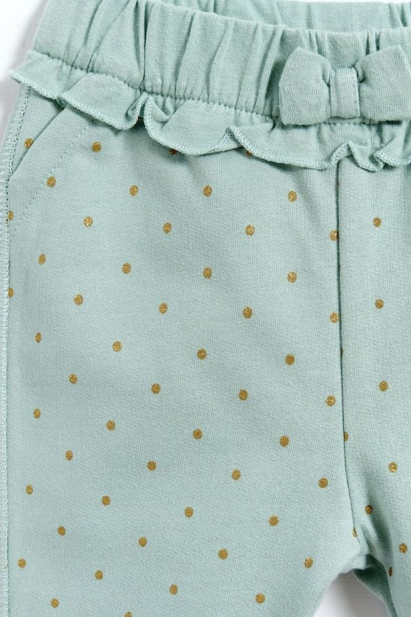 Kyron 100% Cotton Mint Green Polka Dot Bow Detail Baby Girl Pants