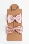 Logo Accessory Blush Pink Bow Hair Clip Set