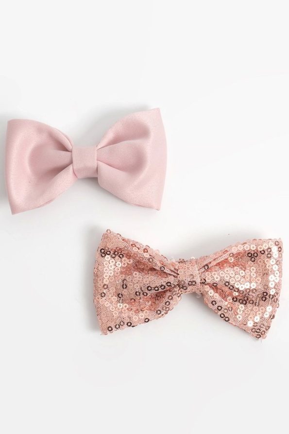 Logo Accessory Blush Pink Bow Hair Clip Set