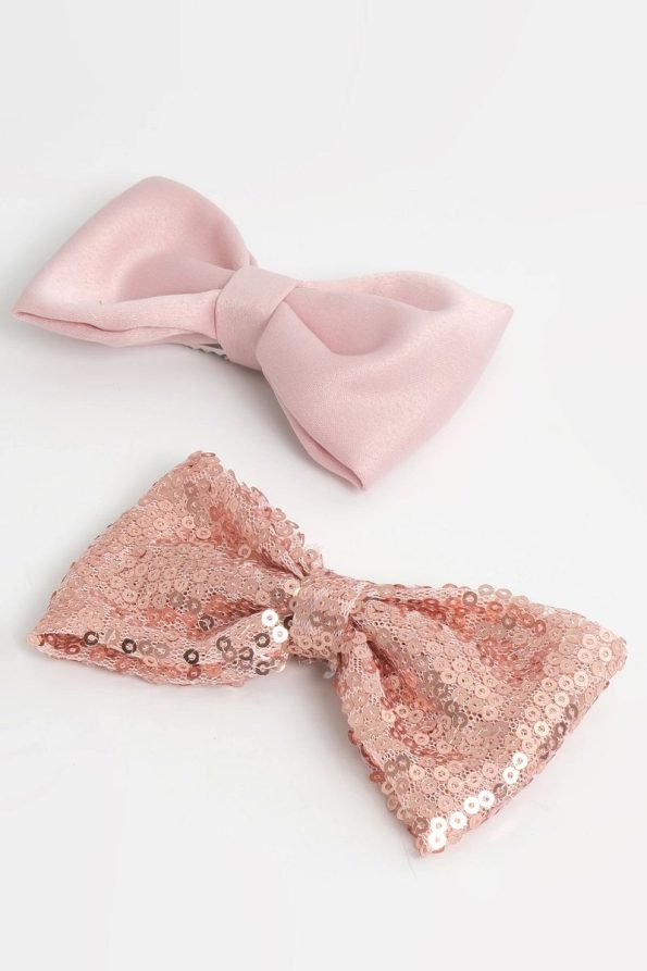 Logo Accessory Blush Pink Bow Hair Clip Set