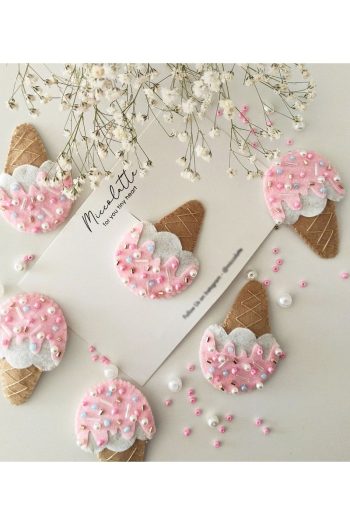 Miccolatte Handmade Beaded Ice Cream Snap Clip