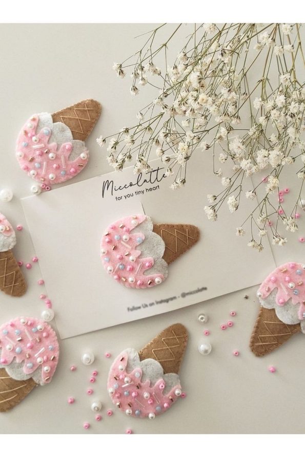 Miccolatte Handmade Beaded Ice Cream Snap Clip