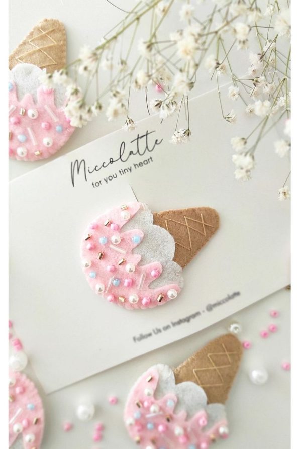 Miccolatte Handmade Beaded Ice Cream Snap Clip