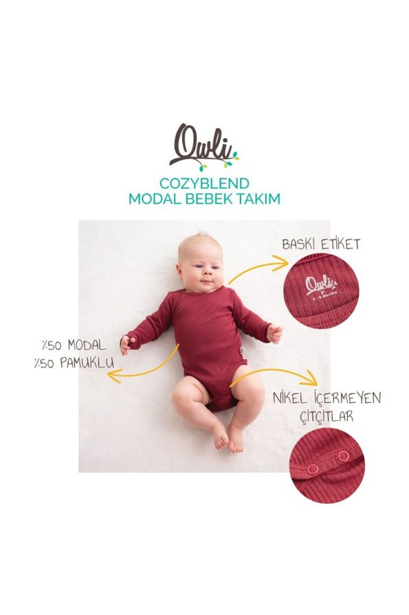 Owli Cozyblend Modal Baby Set Burgundy