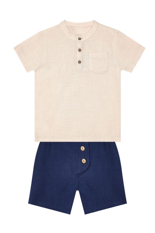 Denokids Boys' Summer Muslin Shorts and Shirt Set