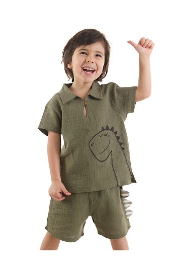Denokids Dino Boys' Baby Summer Muslin Shorts and Shirt Set