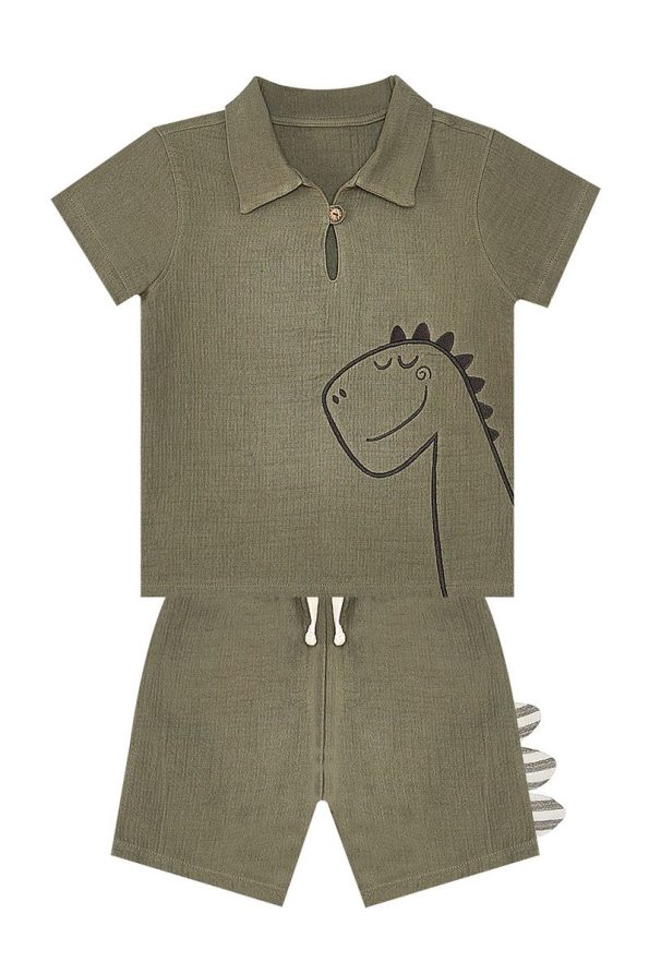 Denokids Dino Boys' Baby Summer Muslin Shorts and Shirt Set