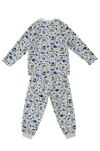 Denokids Super Dino Gray Pajama Set for Baby Boys