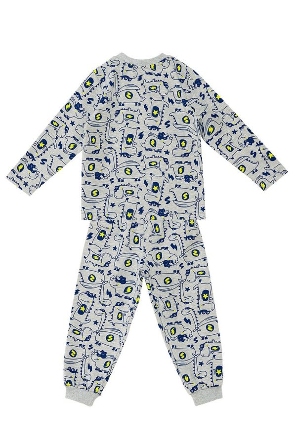 Denokids Super Dino Gray Pajama Set for Baby Boys